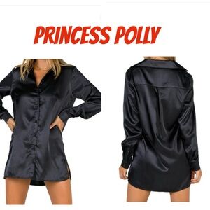 Princess Polly satin shirt mini dress